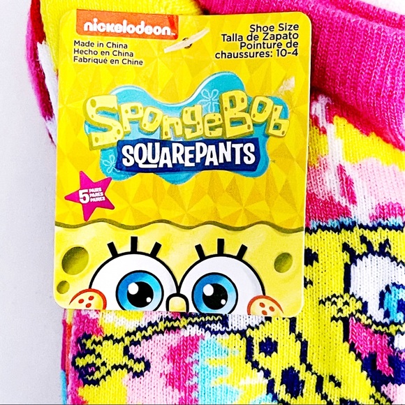 Nickelodeon Spongebob Patrick Cartoon Tie Dye Socks Girls Novelty Gift - Picture 2 of 7